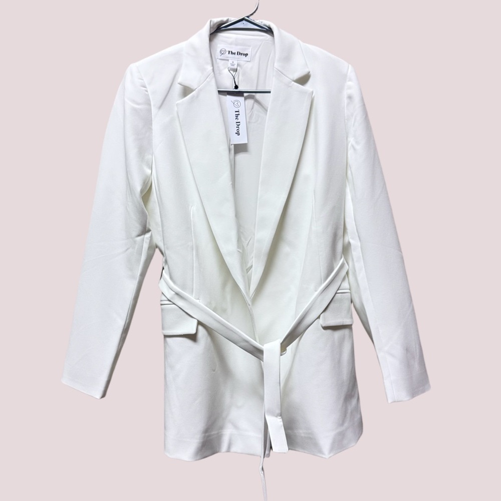 NWT The Drop Ivory Ren Wrap Front Belted Blazer - Various Sizes - Picture 5 of 6